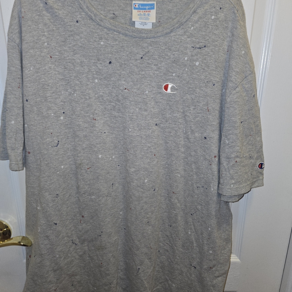 Champion Men's Gray and Light Blue Logo Tees 2XL (Lot Of 4) - Picture 4 of 10